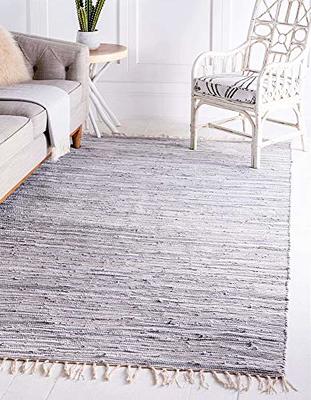 Unique Loom Striped Chindi Cotton Rug Beige/Ivory 2' x 6' Runner