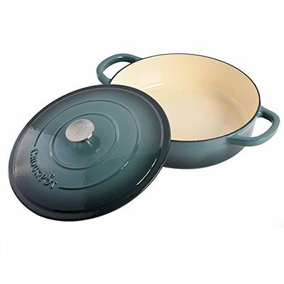 Crock Pot Artisan 5 Quart Enameled Cast Iron Round Dutch Oven, Slate Gray