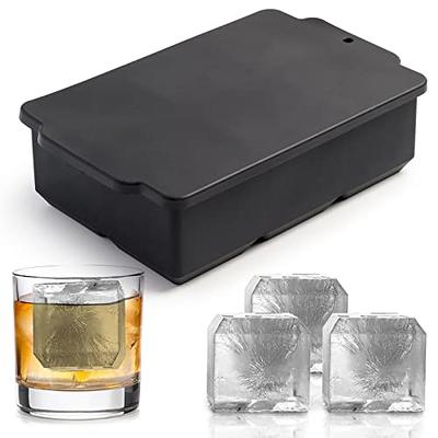 Nax Caki Large Ice Cube Molds Tray with Lid, Stackable Big Silicone Square Ice  Cube Mold