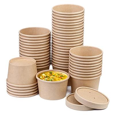 DHG Professional 250 Sets White Paper Food Containers with Vented Lids, to Go Hot Soup Bowls, Disposable Ice Cream Cups (8oz)