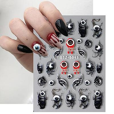 5D Halloween Spider Eyeball Nail Stickers Gems Embossed DIY Self Adhesive  Decals Scab Blood Nail Decoration Manicure Accessories - AliExpress