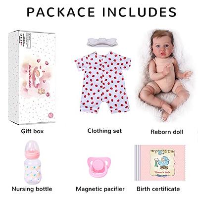 22 Inch Full Body Silicone Reborn Baby Dolls Newborn Realistic Handmade  Reborn Dolls with Black Skin & Pink Clothes Children Gift Accompany for