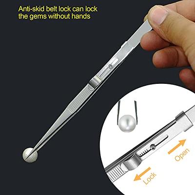 Jewelry Tweezers, Jewelry Holder Pick-up Tool Diamond Gems Prong Tweezers  Catcher Grabber Tweezers Straight For Jewelry Making Tool With 4 Claws For  S