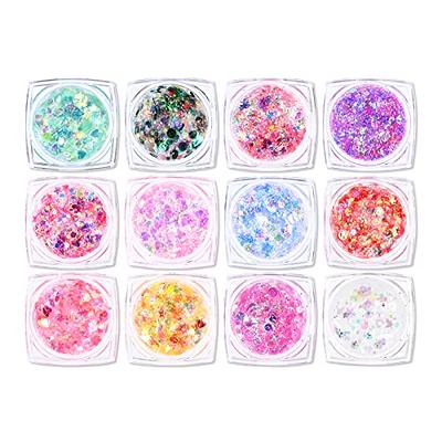  12 Colors of Holographic Chunky Glitter No Glue Attached, 12  Pots Total 120g Multi-Shaped for Body Hair Face Eyes Make-up, Nail Art and  Bedazzling in Party/Concert/Events Glitter : Beauty 