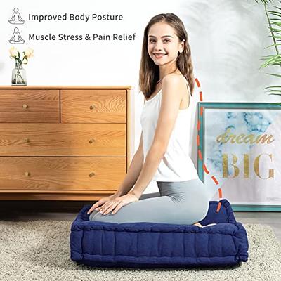 HIGOGOGO Floor Pillow, Square Meditation Pillow for Seating on