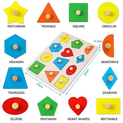 Puzzle Toys: Check Wooden Educational Preschool Toddler Montessori Toys,  Geometric Sorting Puzzle Toys for Kids on Cliths