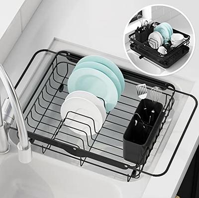 Sakugi Dish Drying Rack - Compact Dish Rack for Kitchen Counter with a  Cutlery H