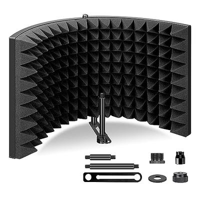 TONOR Microphone Isolation Shield, Studio Mic Sound Absorbing Foam  Reflector for Any Condenser Microphone Recording Equipment Studio, Black