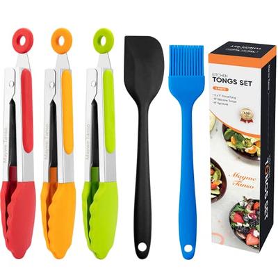 1pc Kitchen Tongs, 7 Inch Small Silicone Tongs With Stainless