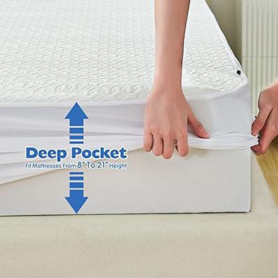 Premium Twin Size Mattress Protector Waterproof Cooling Bed Mattress Cover  Breathable College Dorm Single Mattress Pad Fits Up 8-21 Inch Deep Pocket