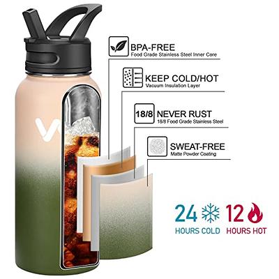 NICEMER Water Bottle, 12 Oz Water Bottle, Stainless Steel Insulated Bottle  with Strap Lid, Triple-Layered Vacuum Reusable