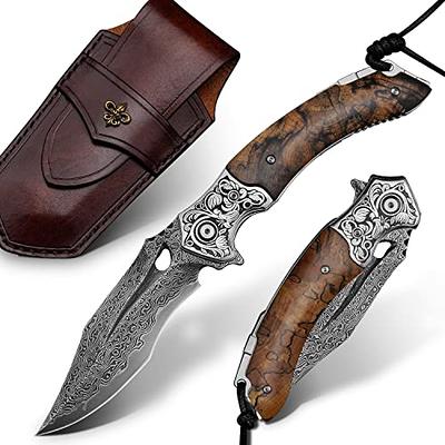 SPIRIT DEED Handmade Japanese VG10 Damascus Steel Folding Knife, Wild  survival pocket knife Maple Liner Lock Handle, EDC Pocket Knives for Men  Outdoors Camping Fishing - Yahoo Shopping