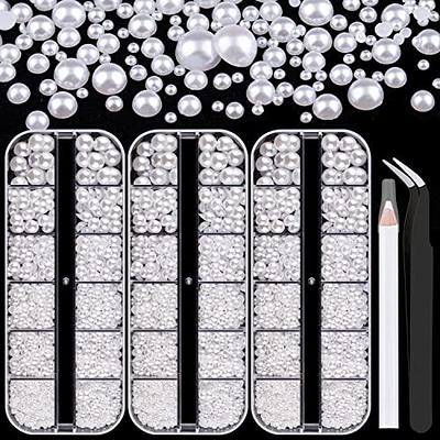 Nail Flatback Pearls White Nail Art Pearls AB Color Nail Pearls for Nail  Art DIY Jewelry Pearls for Nails,with Pickup Pen and Tweezer Pearl Nail  Gems