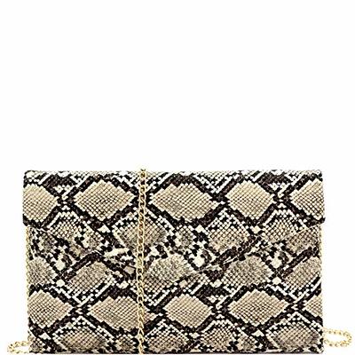 Trendeology Snake Print Leather Envelope Clutch Purse with