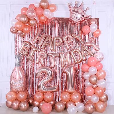 18th Birthday Decorations For Her - Pink and Rose Gold Theme - Balloons,  Banner