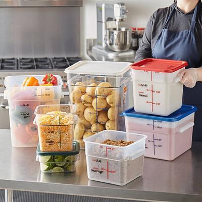 Vigor 12 Qt. White Square Polyethylene Food Storage Container and Blue Lid