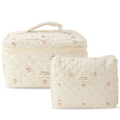  Lushandy Kawaii Floral Makeup Bag Coquette Aesthetic Cosmetic  Bag Large Travel Makeup Organizer Cute Pouch Cotton Quilted Toiletry Bag :  Beauty & Personal Care