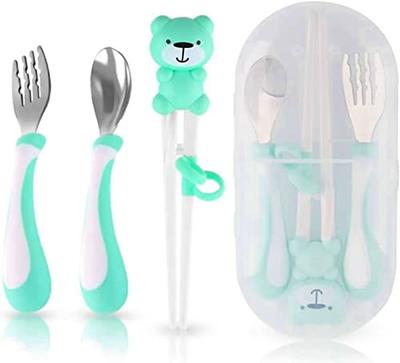 Jenbode Baby Fork and Spoon Set with Carry Case Baby Training Utensils Self  Feeding Toddler Silverware Silicone and Stainless Steel Kids and Toddler  Utensil Set - Yahoo Shopping