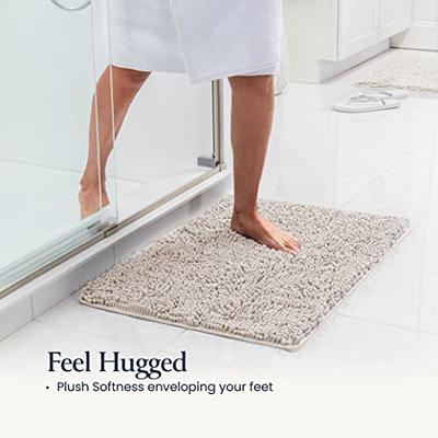 Lochas Microfiber Bathroom Rugs Non Slip Bath Mat Shaggy Soft Absorbent Non  Slip Washable Bath Rug for Bathroom,Gray,24x70 