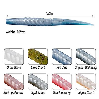 Dr.Fish 6 Pack Soft Plastic Lures for Bass Fishing, 4.3 Drop Shot Baits  with Glass