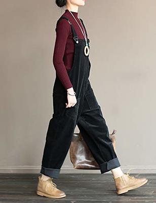 Yeokou Women's Corduroy Overalls Bib Pants Jumpsuit Romper with