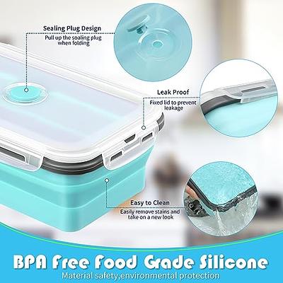 Collapsible silicone food storage containers w/BPA free airtight