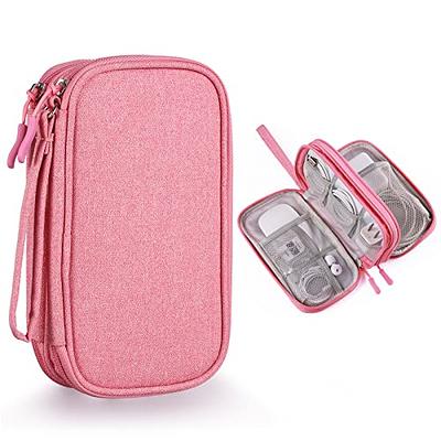 Matein Clear Electronics Organizer, Travel Cable Organizer Bag with Handle Double Layer Cord Organizer Case Medium Gadget Organizer for Cable