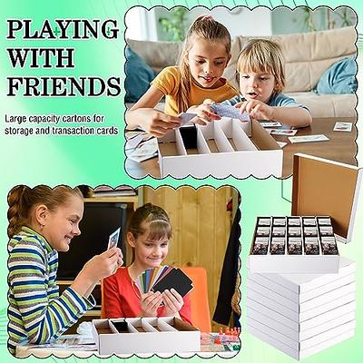 PerKoop 4 Pack Trading Card Storage Box 3200 Count Box Cardboard Card Black  Storage Card Organizer Box with Dividers for Top Loaders Soccer Baseball