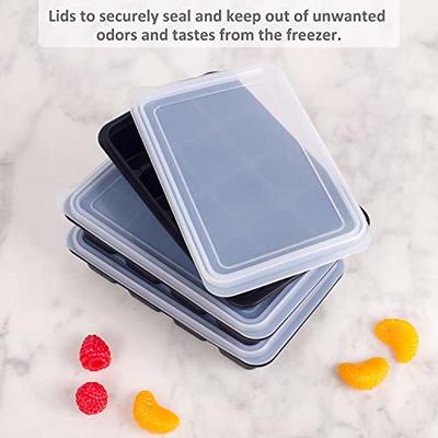 ACOOKEE 3 Pack Silicone Ice Cube Trays for Freezer with Lid and Bin, 111Pcs  Hexagonal Fun Shapes Cubes Stackable Small Ice Cube Molds with Ice Bucket