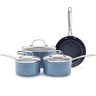 Nuwave 7pc Cookware Set Healthy Duralon Blue Ceramic Nonstick
