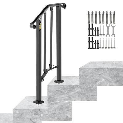 VEVOR 4 ft. Handrails for Outdoor Steps Fit 4 or 5 Steps Outdoor Stair  Railing Wrought Iron Handrail with baluster, Black LTFS4H5BHSTL00001V0 -  The