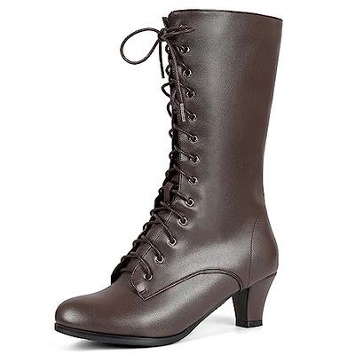 Vintage Lace-up Mid-Calf Boots