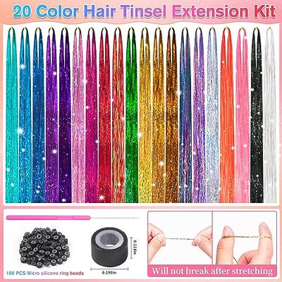 Colorfulpanda Hair Tinsel Kit Heat Resistant Extensions,20 Colors