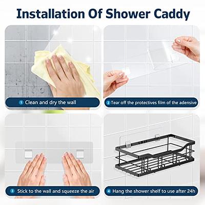 HUITEM Shower Caddy 4 Pack, Adhesive Shower Organizer Shelf with Hooks No  Drilling Bathroom Shower Shelves for Inside Shower & Kitchen Storage -  Yahoo Shopping