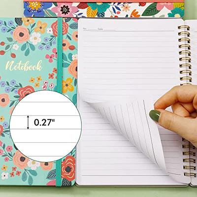 Spiral Notebook - 3 Pack A5 Lined Notebook, Spiral Journal for Women, 5.7  x 8.4, 160 Pages, College Ruled Writing Notebook with Back Pocket, 100gsm