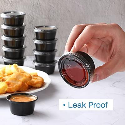 Leak Proof Dipping Sauce Cups Salad Condiment Containers with Lids