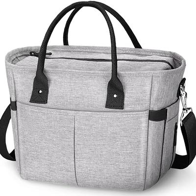 MIER Adult Lunch Box Insulated Lunch Bag Large Cooler Tote, Gray / Medium