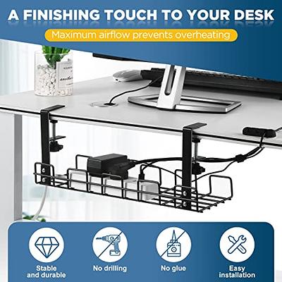 Under Desk Cable Management Tray - Cable Management Under Desk No Drill - Wire  Management Under Desk - Desk Cable Management Box for Office Home - No  Damage to Desk (Black) - Yahoo Shopping