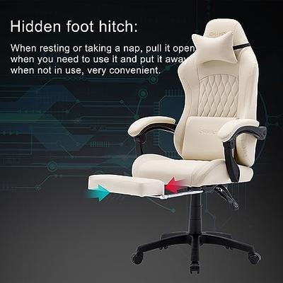 GTPLAYER Gaming Chair, Computer Chair with Footrest and Lumbar Support,  Height Adjustable Game Chair with 360°-Swivel Seat and Headrest and for  Office