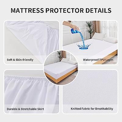 Cal King Quilted Fitted Waterproof Mattress Pad, Breathable Soft Filling  Mattress Protector, 8-21 Inches Deep Pocket Noiseless Mattress Cover (White)