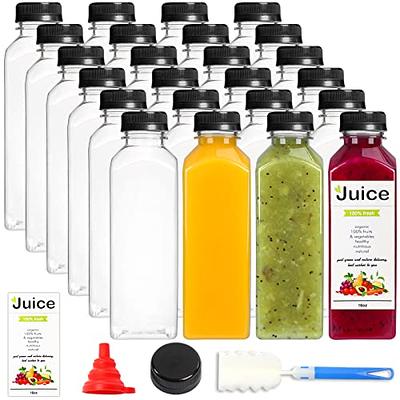 8pcs 16oz Glass Juice Bottles with Lids, Reusable Juice Containers Drinking