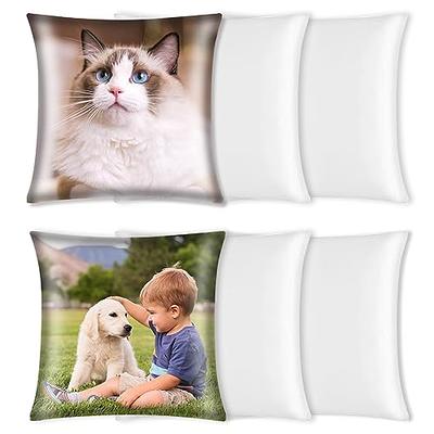 4 Pcs Sublimation Blanks White Short Plush Pillow Cases Cushion Cover Throw Pillow Covers 16 x 16 inch for Sublimation Printing Sofa Couch DIY