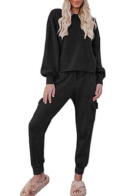  Women 2 Pieces Outfit Sweatsuits Sets Long Sleeve Top