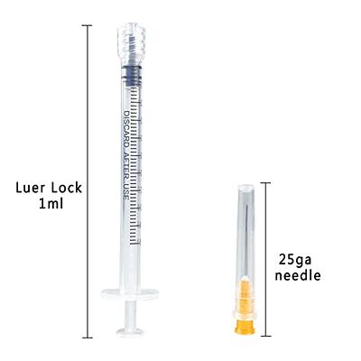 1ml Luer lock Syringe with 25Ga Needle, 100 Pack Individually Packaging  Disposable Plastic Syringes and Needles for Scientific Labs, Industrial,  Animal and Pet Supplies - Yahoo Shopping