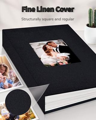 Vienrose Photo Album 4x6 300 Photos Linen Frame Cover with Memo Areas  Photobook Large Capacity Slip-in Pictures Book for Wedding Baby Vacation,  White