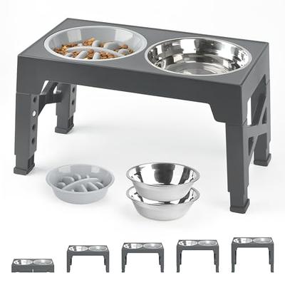GrooveThis Woodshop Personalized 3 Bowl Elevated Dog Feeder Station with Internal Storage, Black, Medium