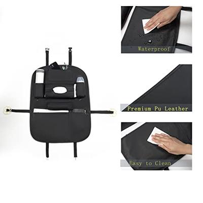 ASENDIWAY Premium PU Leather Backseat Seat Organizer with Foldable