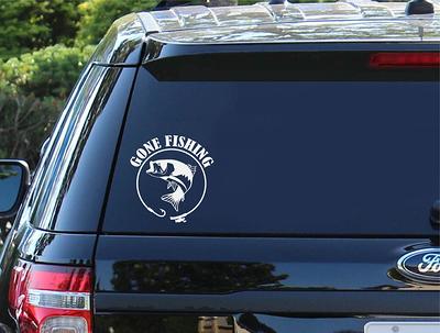 Gone Fishing Decal  Fish Hook Fisherman Line Pole Car Fathers Day