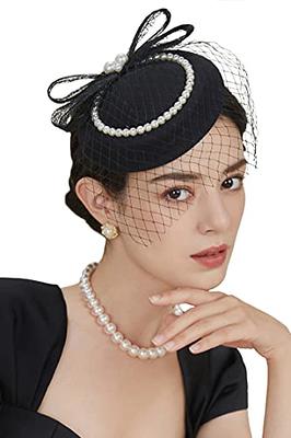 BABEYOND 1920s Fascinator Mesh Veil Headband Bridal Wedding Tea Party Fascinator Veil for Women