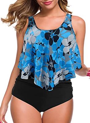 SuperPrity Swimsuits for Women Two Piece Bathing Suits Ruffled Flounce Top  High Waisted Bikini Set(Available in Plus Size)